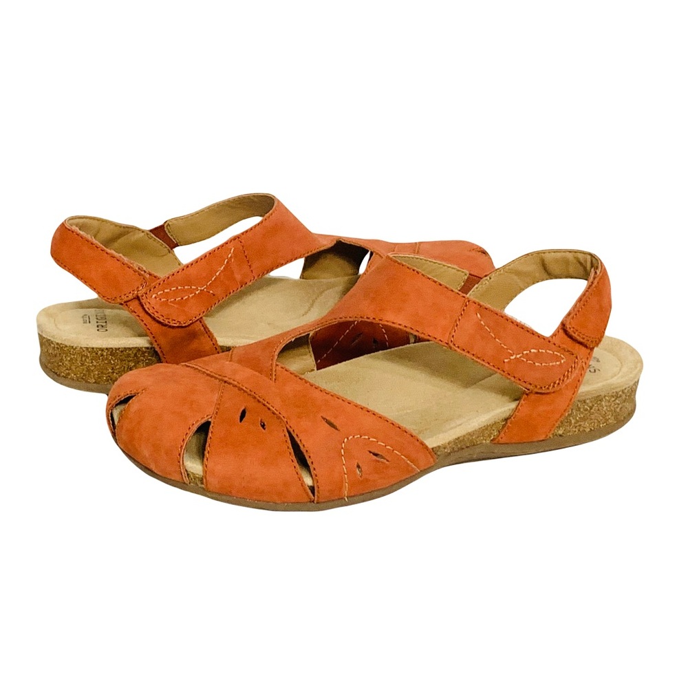 Earth Origins Burnt Orange Birdine Velcro Strap Comfort Sandals Size 11